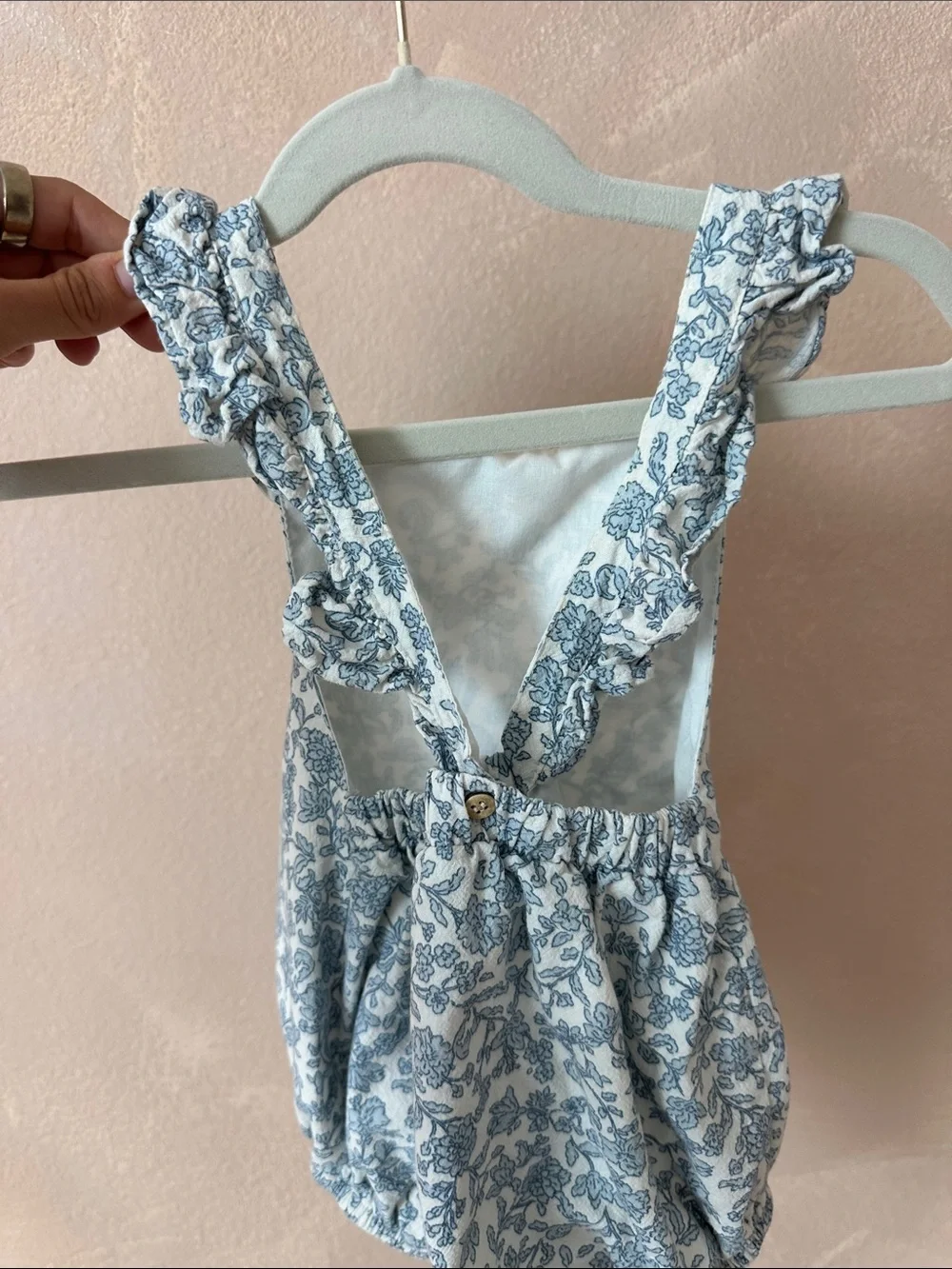 Mango Blue & White Floral Ruffle Strap One-Piece